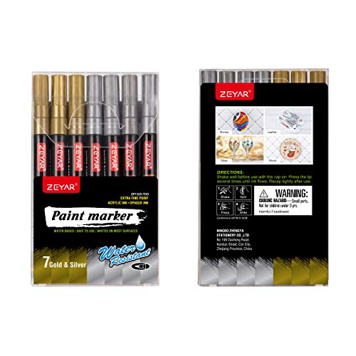 ZEYAR Acrylic Paint pen, Water Based, Extra Fine Point, Set of 7, Great for Rock Painting