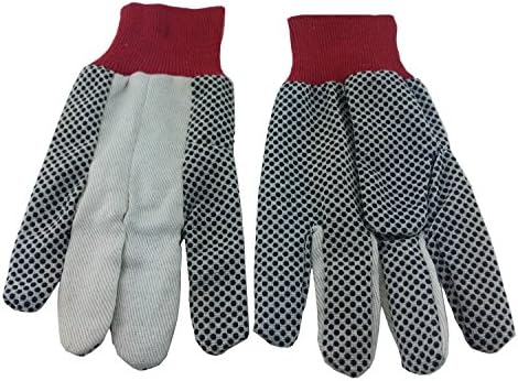 Working Hands Natural White Cotton Twill Gloves w/ PVC Black Dots Medium