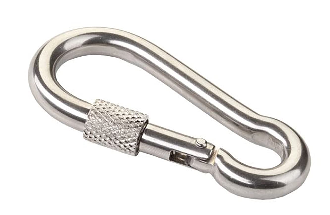 M11 x 120mm Steel Snap Hook with Safety Screws Locking Carabiner Clip Snap Hook Spring Loaded Steel Karabiner (Pack of 2) B10C