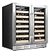 Kalamera 30'' Wine Cooler 66 Bottle Dual Zone Built-in and Freestanding with Stainless Steel and Glass French-Door Style