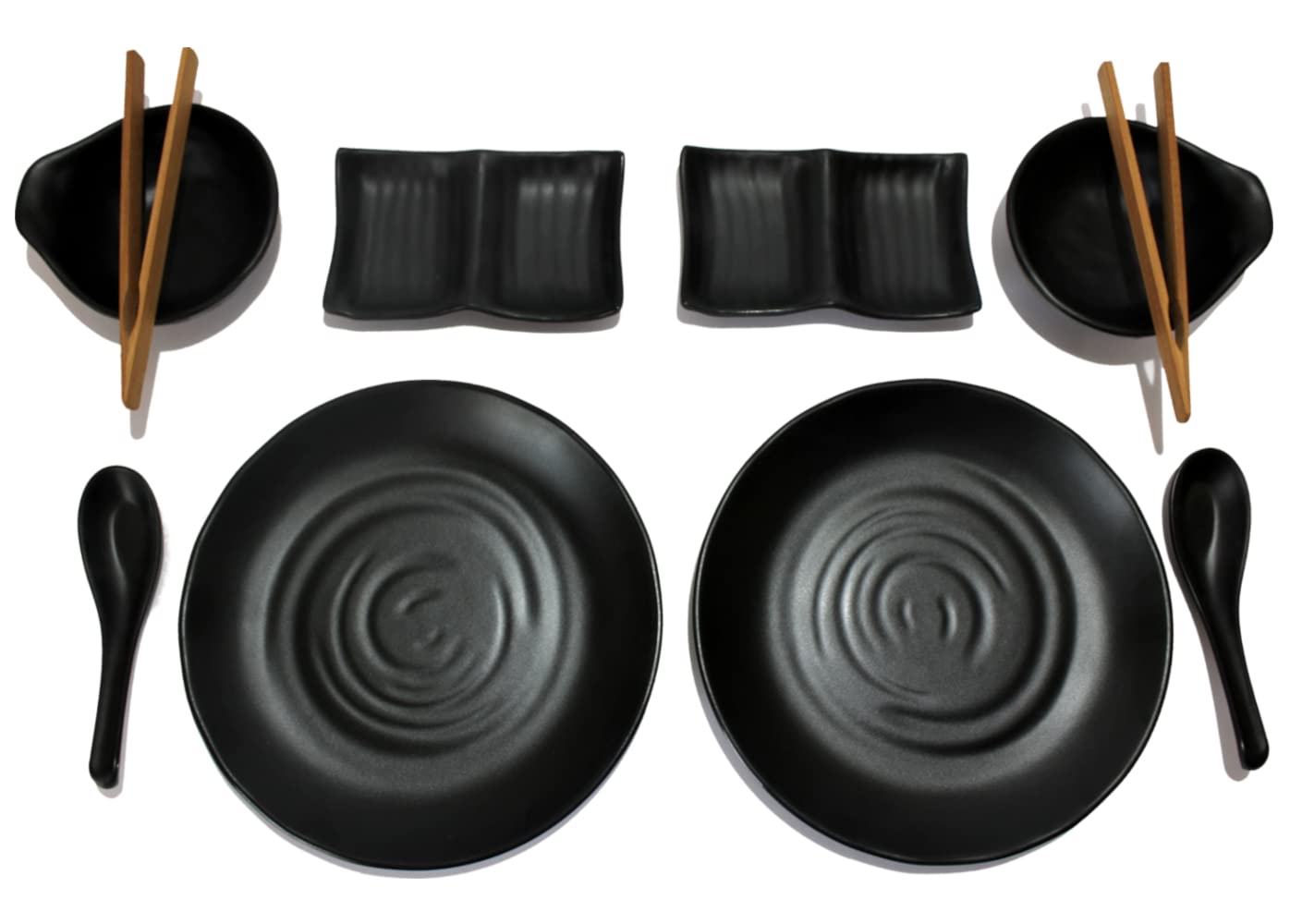 TomYang BBQ & hot pot - Tableware for 2 people. Dinner service/barbecue plate including pliers.