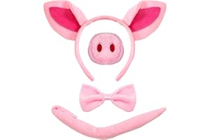 LOVINSHOW Pig Nose Ears and Tail Set Pig Ear Headband Halloween Costume Accessories