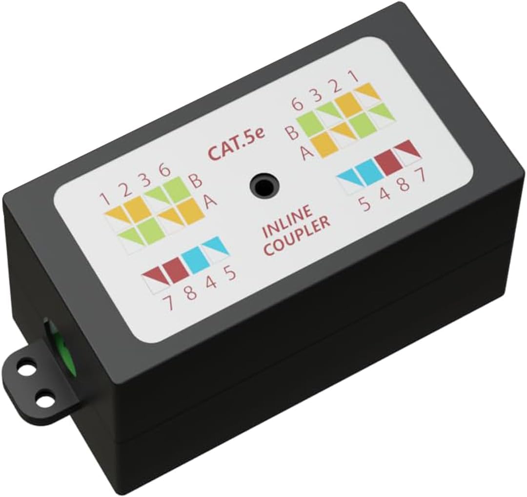 rhinocables RJ45 Cat 5 Gigabit Inline Punchdown Krone Coupler Joiner for Cat5e Ethernet Cables (1, Black)