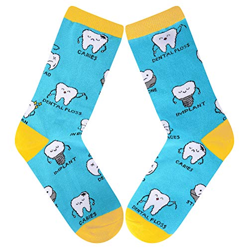 image for HAPPYPOP Women's Novelty Crazy Teeth Tool Crew Socks, Funny Dental Too