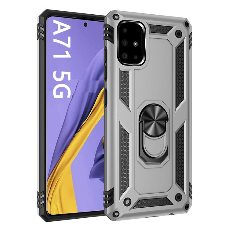 Photo 1 of Korecase Galaxy A71 Case Military Grade Extreme Heavy Duty Rugged Dual Layers Full Body Shockproof with Ring Kickstand Silver