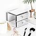 Beautify Mirrored Glass Fashion Jewelry Organizer Storage Box with 2 Drawers, Velvet Lining and Glass Cleaning Cloth 5.9