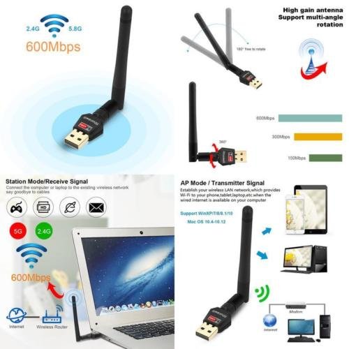 Fasterfish(TM) Wireless Wifi Dual Band With Usb Adapter And Rotatable Antenna For Computers