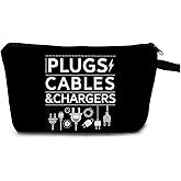 MoCaliduccious Charger Storages Makeup Bag Gifts for Women Charger Plugs Cosmetic Travel Storage Bag for Charging Cord Electronics Accessories Storage Makeup Bag Zipper Pouch Toiletry Bag(Black)