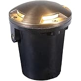 VOLT 12V 3-in-1 Waterproof IP68 Mini MR11 in-Grade Light with Brass Turret Top (Bronze) for Low Voltage Landscape Lighting on