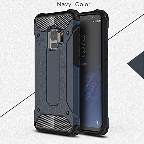 Samsung Galaxy S9 Case- Heavy Duty, Tough Armor, Military Grade protective case with carbon fiber texture, TPU, hard PC- [Dust - resistant], [Water- Resistant]- BLUE