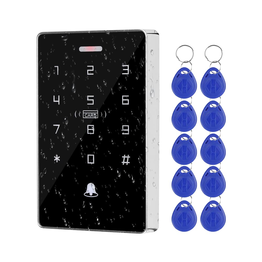 FusyTuly NFC RFID Access Control Keypad IP68 Waterproof Dual Frequency 125KHz / 13.56MHz Touch Password Keypad Access Controller Reader 10000 User