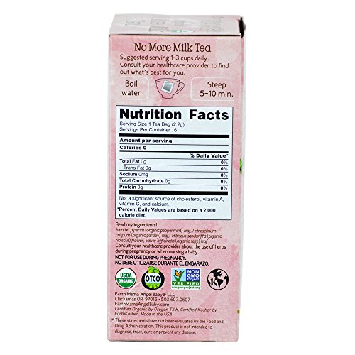 Earth Mama Angel Baby Organic No More Milk Tea for Weaning from Breastmilk, 16 Teabags/Box, Pack of 3