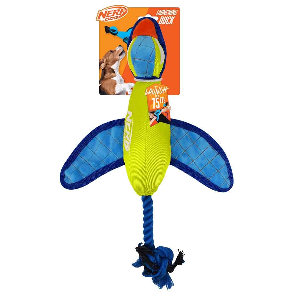 Photo 1 of Nerf Dog 16.5in Nylon Ultraplush Crinkle Wing Launching Duck Dog Toy - Green/Light Blue