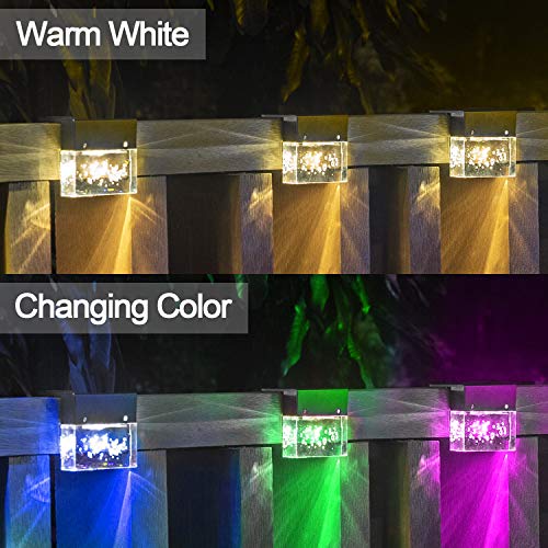 Solar Deck Lights,（6 Pack）Led Solar Fence Lights,Solar Step Lights Outdoor Waterproof,Fence, Railing ,Patio Garden, Step,2 Lighting Modes,Warm White/Color Changing