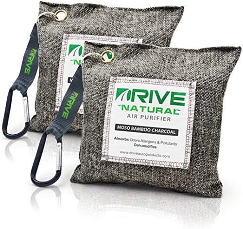 DRIVE Moso Bamboo Charcoal Air Purifying Bags (220g/bag), Absorbs Odors, Allergens, & Pollutants, Dehumidifies to Prevent Mold & Mildew
