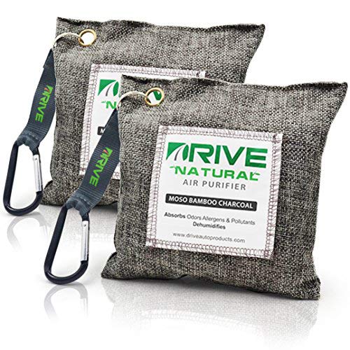 DRIVE Moso Bamboo Charcoal Air Purifying Bags (220g/bag), Absorbs Odors, Allergens, & Pollutants, Dehumidifies to Prevent Mold & Mildew
