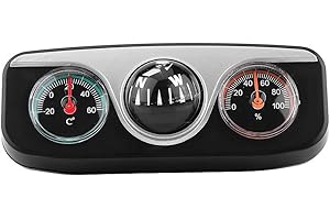 Car Compass, 3-in-1 Car Compass Dash Mount Digital Navigation Boat Navigation Compass ABS Thermometer Hygrometer Guide Ball D