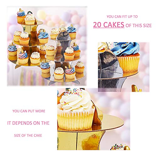 image for YEKOO Cupcake Stand 3 Tier Cupcakes Holders for Parties Baby Cardboard