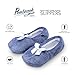 Pembrook Fuzzy Soft Coral Fleece Slippers – Light Blue - Medium (7-8) – Ballet Style with Non-Skid Sole – Faux Shearling Lining - Great Plush Slip On House Slippers for Adults, Women, Girls