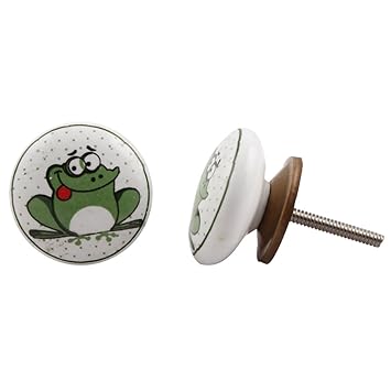 Indian Shelf Handmade Ceramic Frog Dresser Knobs Kid Drawer Pulls