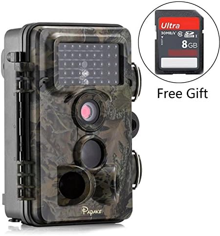 Trail Camera, Papake Wildlife Camera Hunting Game Camera with Night Vision, 12MP 1080P HD Infrared Sensor Waterproof Deer Camera Surveillance Scouting (8G SD Card Included)