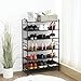 SONGMICS 3- Tier Slat Shoe Rack, Stackable and Expandable with Adjustable Shelves, Entryway Shoe Storage Organizer with Metal Frame ULMR13AX
