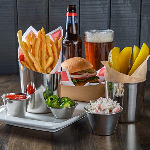 MM Foodservice Stainless Steel Round Sauce Cup, Round ramekin Condiment Sauce Cup, Dipping Sauce Cup (12, 4-Ounce)