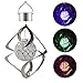 Solar LED Wind Chimes Light,Moving Rotating Colorful Night Light,Color Changing Outdoor Crystal Ball Spinner Hanging Spiral Decorative Light Lamp for Garden Lawn Balcony Porch Window (Silver)