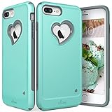 iPhone 7 Plus Case, Vena [vLove][Heart-Shape | Dual Layer Protection] Hybrid Bumper Cover for Apple iPhone 7 Plus (5.5"-inch) (Teal/Gray) (Wireless Phone Accessory)