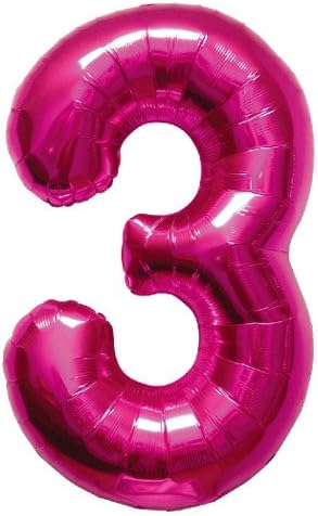 Folat - 3 Shaped Number Balloon Magenta - 86 cm, 34"