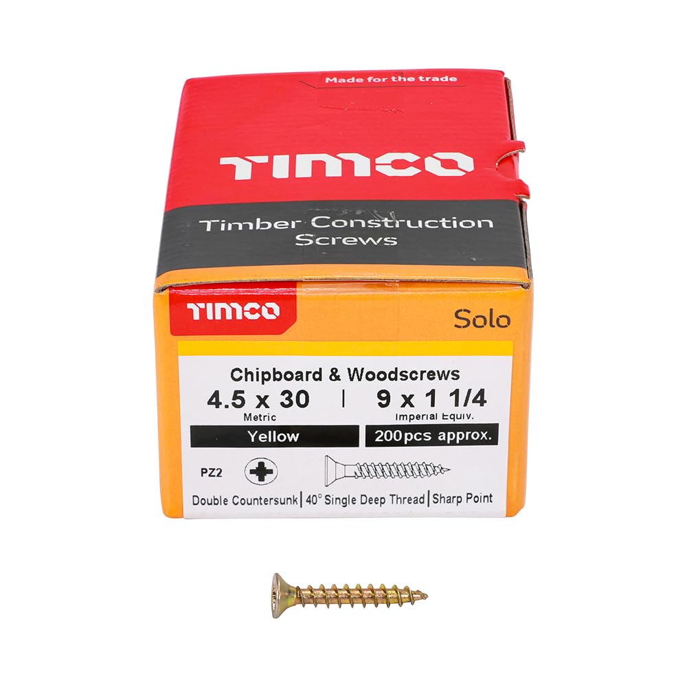200 Pcs Box of Wood Screws Double Countersunk General Purpose (4.5mm x 30mm) — image 1