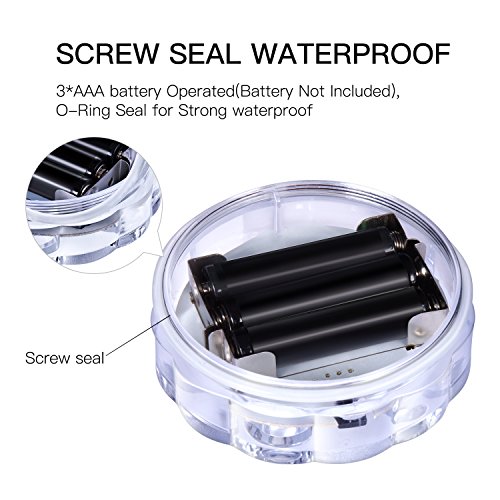 Submersible LED Lights, AnSaw IR Remote Controlled RGB Changing IP68 Waterproof Lights for Aquarium Vase Base Pond Swimming Pool Garden Party Weeding (3 Packs, 10-LED, RGB) - Thumbnail 3