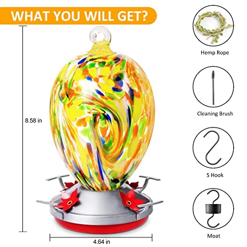 Hummingbird Feeder,Glass Hummingbird Feeders for Outdoors Hanging,Large