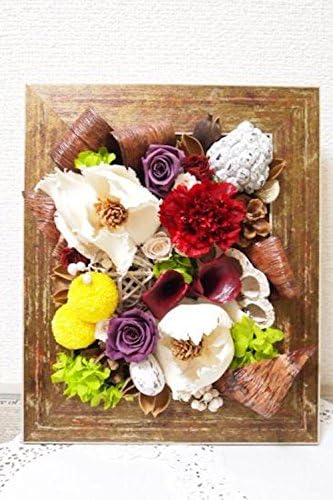 Preserved / Wall floral arrangement in a brown frame