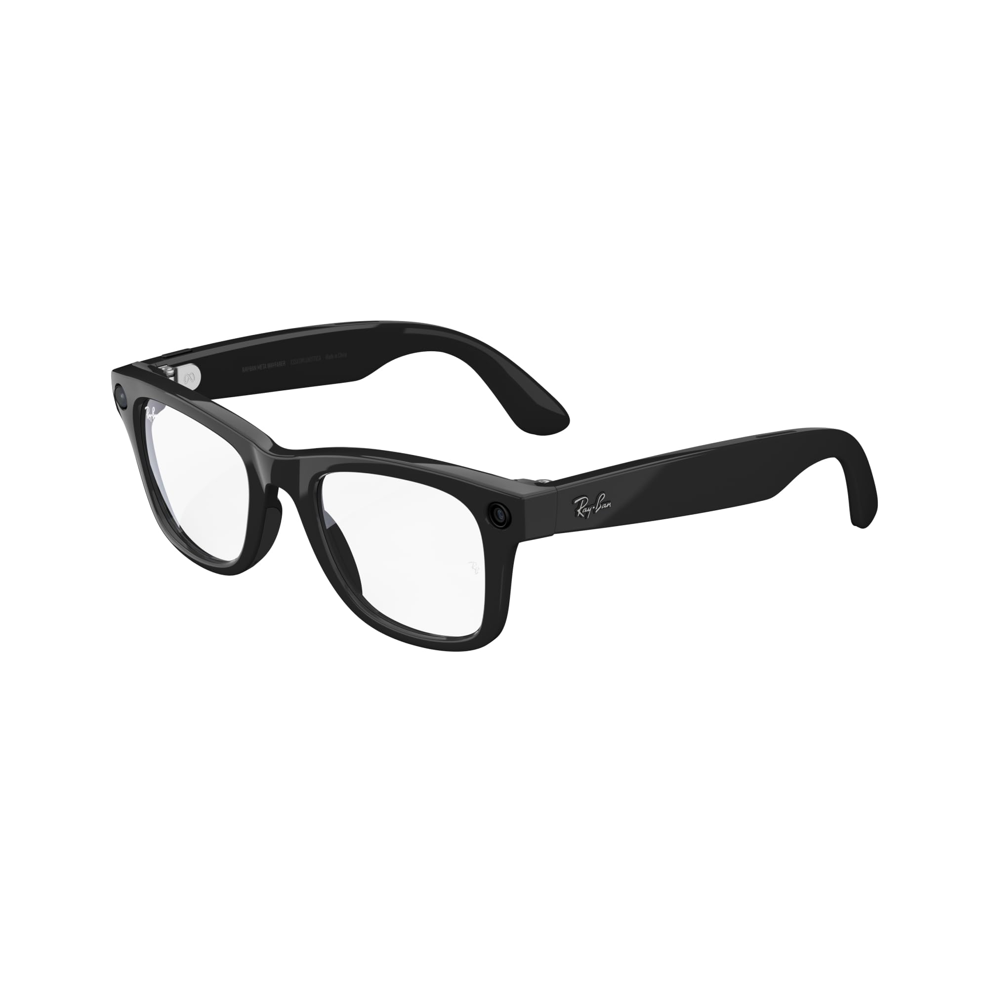 Photo 1 of Meta Ray-Ban Glasses, Refurbished Wayfarer, Shiny Black Frames, Clear Lenses