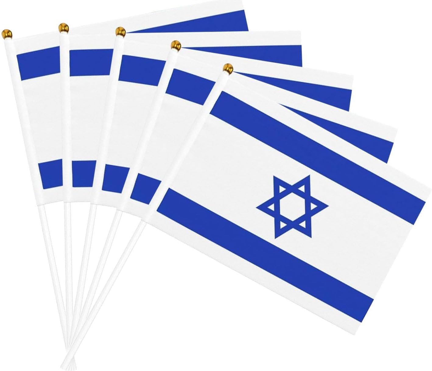 Israel Flags on Stick 20 Pack, Small Handheld