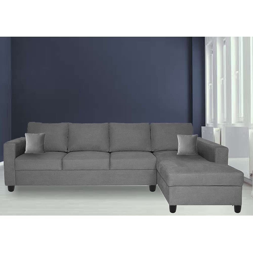 Casaliving Verona 6 Seater RHS L Shape Sofa Set for Living Room (Gray Fabric) Amazon.in Furniture