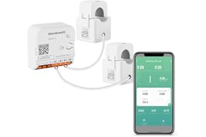Smart Home Energy Monitor with 2 x 120A CTs, Live Electricity Usage Tracking, Supports Single-Phase 3-Wire System, Works with