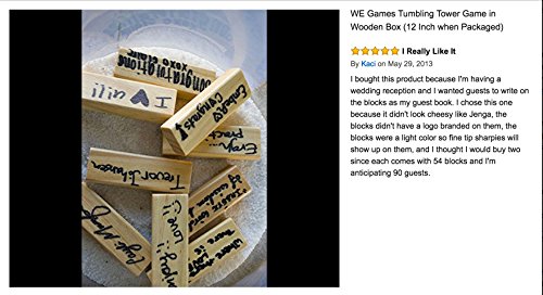 WE Games Custom Engraved Monogram Tumbling Blocks Game in Wooden Box (12 Inch when Packaged)