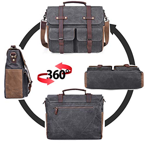 image for NUBILY Laptop Messenger Bag for Men 15.6 Inch Waterproof Vintage Waxed