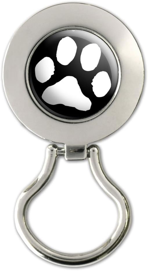 Paw Print White On Black Magnetic Metal Eyeglass Badge Holder