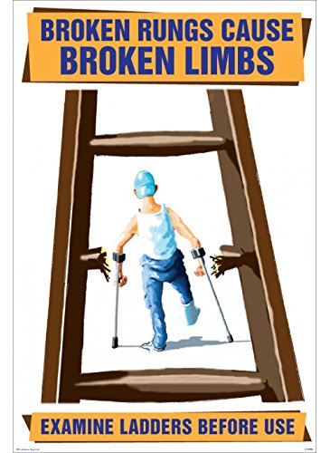 Caledonia Signs 58190"Broken Rungs Cause Broken Limbs" Poster, Synthetic Paper, 510 mm x 760 mm