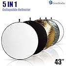 LimoStudio 43" Photography Photo Video Studio Lighting Disc Reflector, 5-in-1, 5 Colors, Black, White, Gold, Silver, Translucent, AGG808