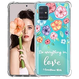 ESRB Beschermhoes voor Samsung Galaxy A51, zacht TPU-silicone beschermhoes, doorzichtige telefoonhoes met bloemenmotief…