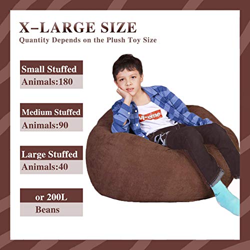 Lukeight Stuffed Animal Storage Bean Bag Chair Cover For Kids And