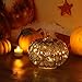 Romingo Mercury Glass Pumpkin Light with Timer for Halloween Pumpkin Decorations Fall and Thanksgiving Christmas Decor,Gold, 5.5 inches