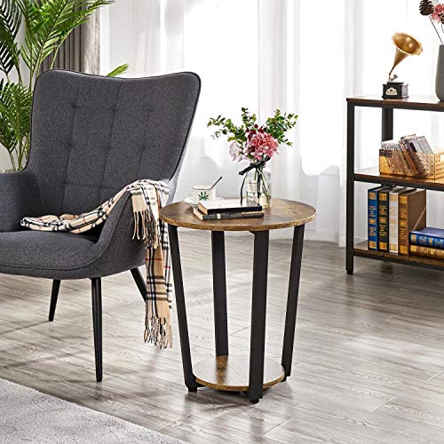 Yaheetech Industrial End Table for Living Room Set of 2, Round Side ...