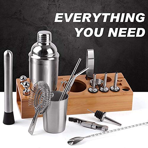 NXYJD 22 stücke Cocktail Shaker Set, Barwerkzeugset mit stilvollen Bambusständer Bartending Kit für Zuhause, Bars… – Bild 4