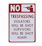 HANTAJANSS No Trespassing Metal Signs Warning Sign Garage Retro Vintage Home Decoration Signs 8