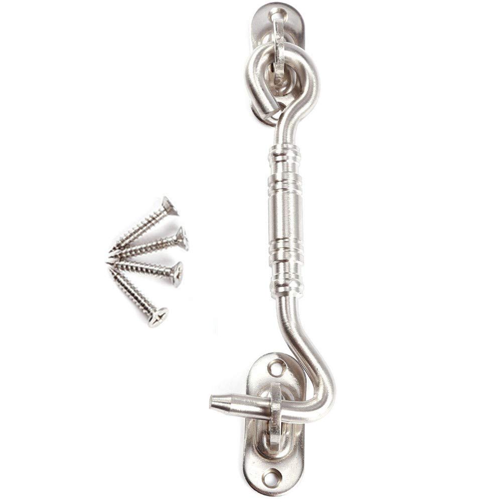 byou Cabin Hook, Hook and Eye Stainless Steel Holder Multi-Purpose for Shed Gate Garage Door Windows Cabin 4inch